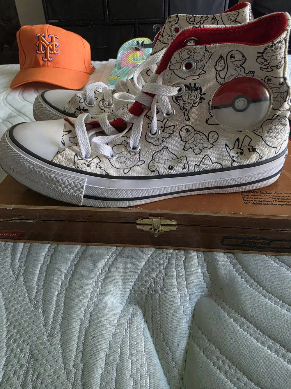 Converse Kids High Top Sneakers in White with Red Interior